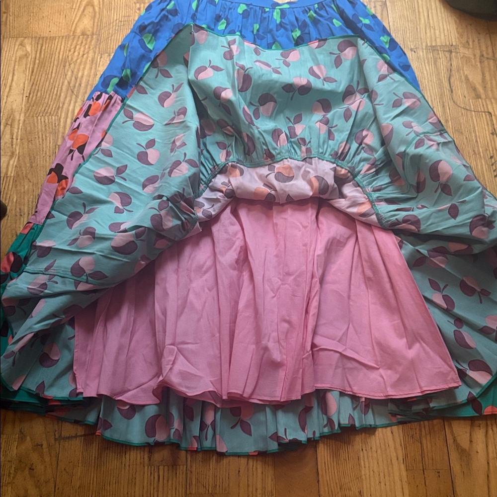 kate spade Multicolor Tiered Fruit-Print Maxi Skirt - Blue, Pink & Teal NWOT - Picture 6 of 10